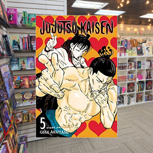Jujutsu Kaisen by Gege Akutami — actual cover on The Perk bookstore background