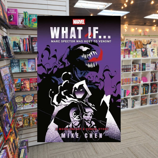 Marvel: What If... Marc Spector Was Host to Venom by Mike Chen — actual cover on The Perk bookstore background