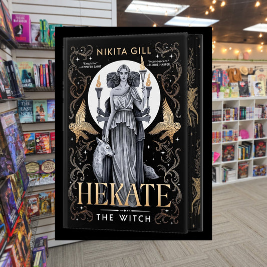 Hekate - The Witch by Nikita Gill — actual cover on The Perk bookstore background