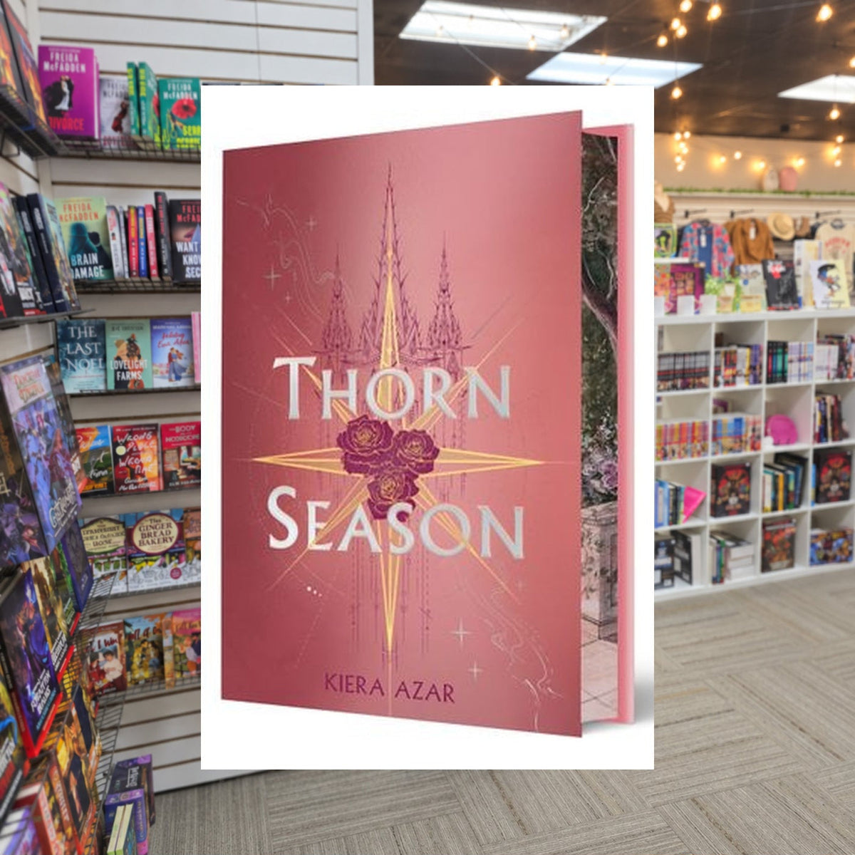Thorn Season by Kiera Azar (Deluxe Edition) — actual cover on The Perk bookstore background