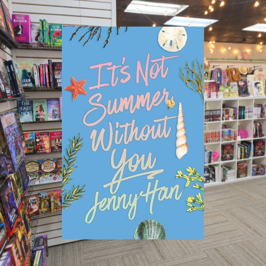 It's Not Summer Without You by Jenny Han — actual cover on The Perk bookstore background