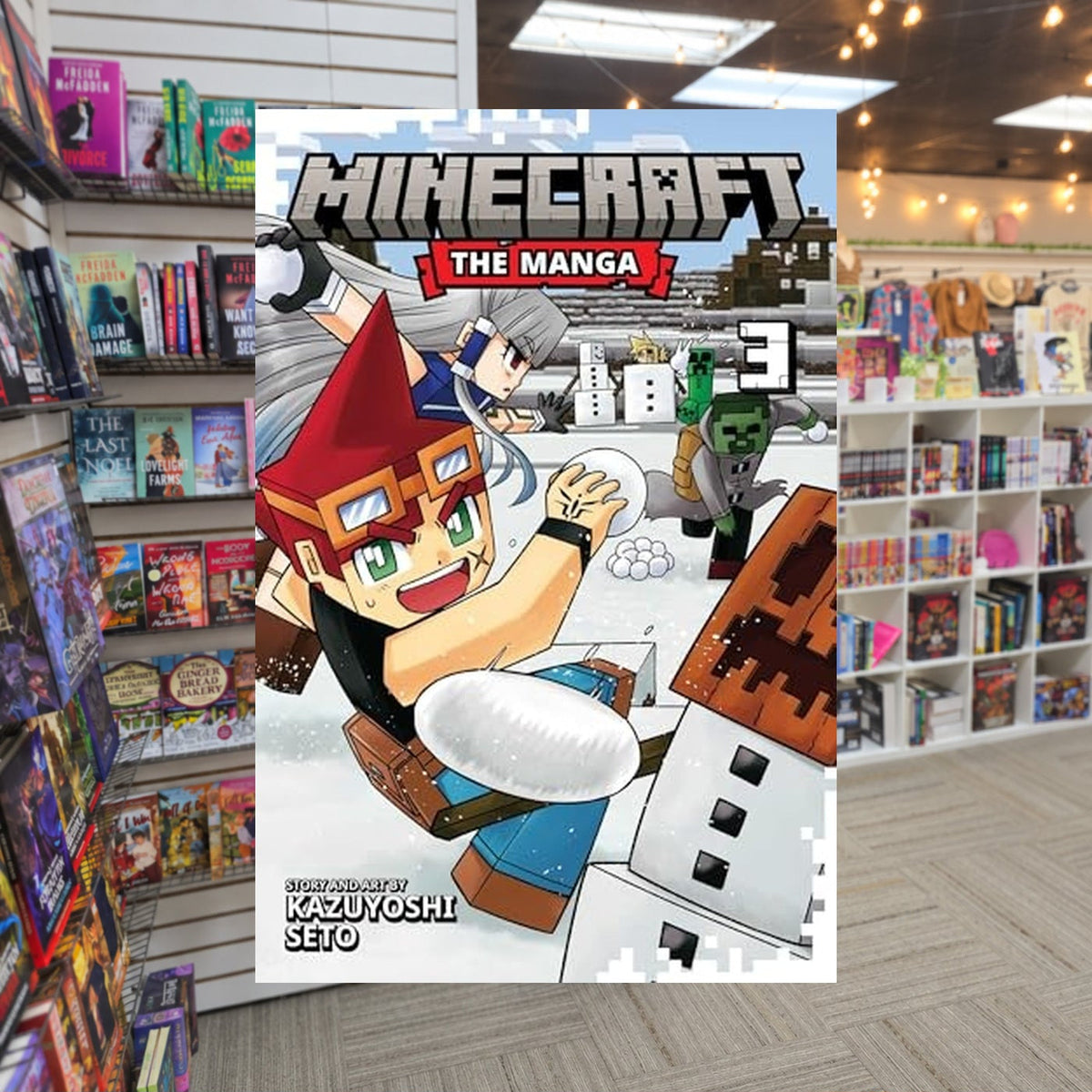 Minecraft: The Manga, Vol. 3 by Kazuyoshi Seto — actual cover on The Perk bookstore background