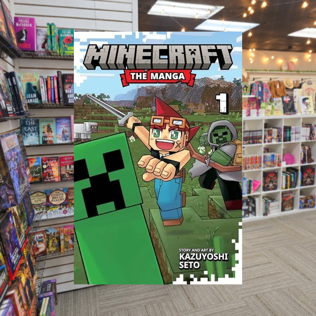 Minecraft: The Mango, Vol. 1 by Kazuyoshi Seto — actual cover on The Perk bookstore background
