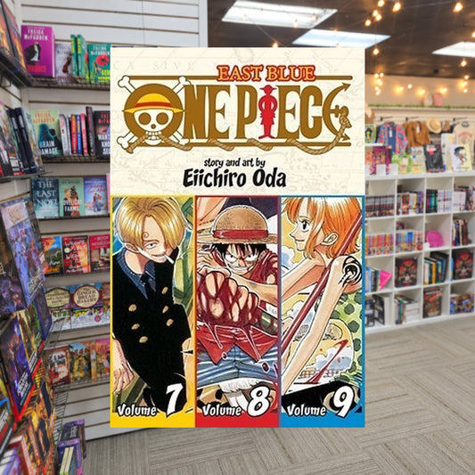 One Piece. Omnibus, Vol. 3 by Eiichiro Oda — actual cover on The Perk bookstore background