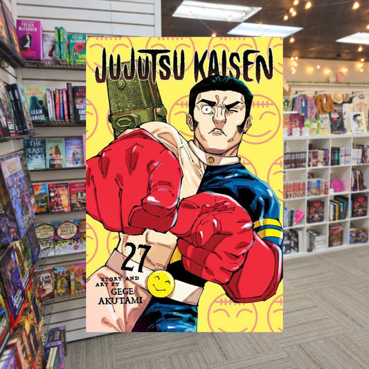 Jujutsu Kaisen, Vol. 27 by Gege Akutami — actual cover on The Perk bookstore background