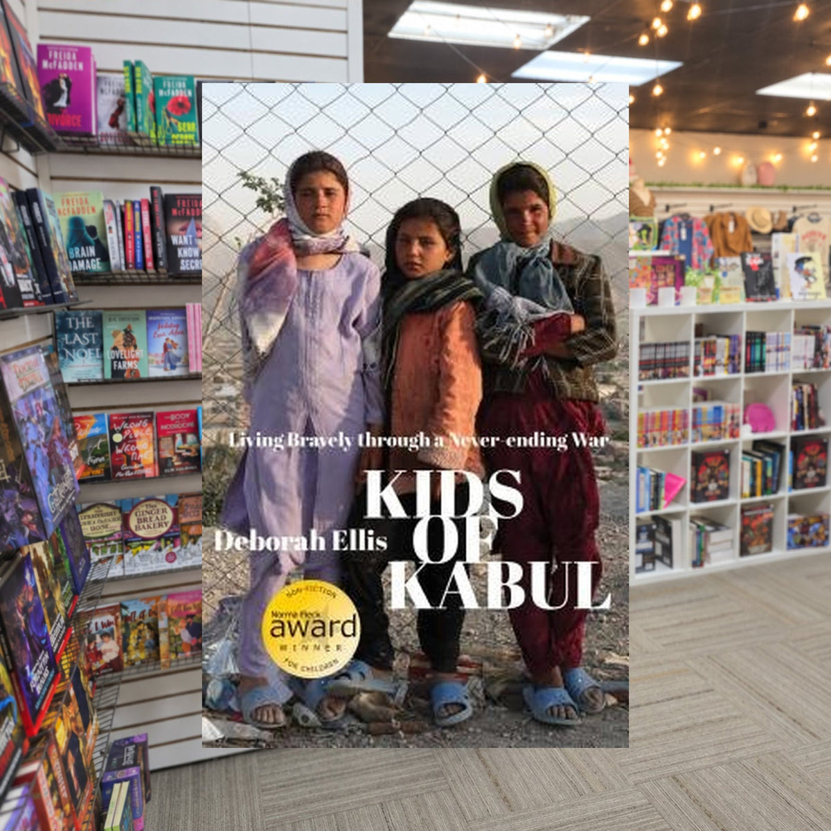 Kids of Kabul: Living Bravely through a Never-ending War by Deborah Ellis — actual cover on The Perk bookstore background