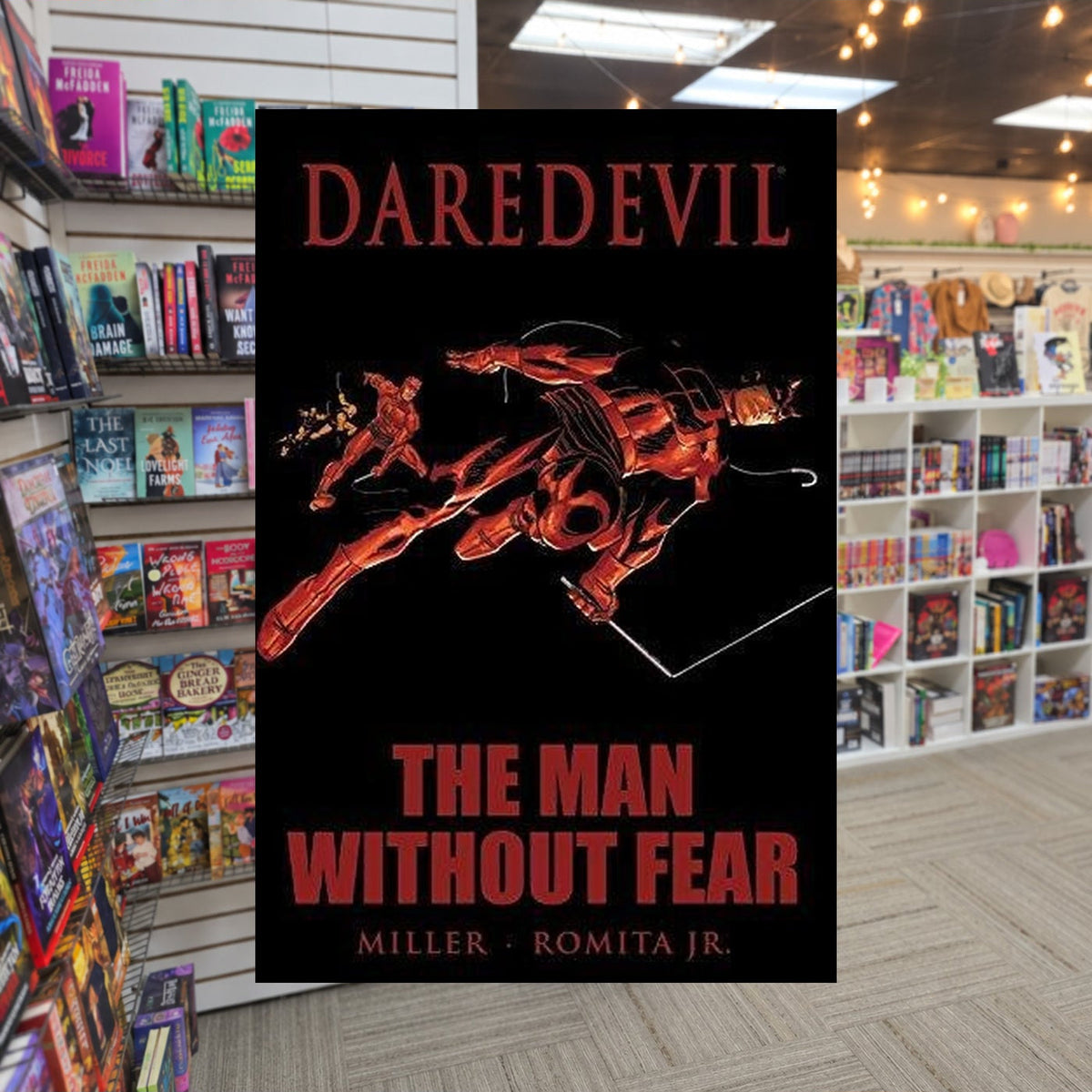 Daredevil: The Man Without Fear by Frank Miller — actual cover on The Perk bookstore background
