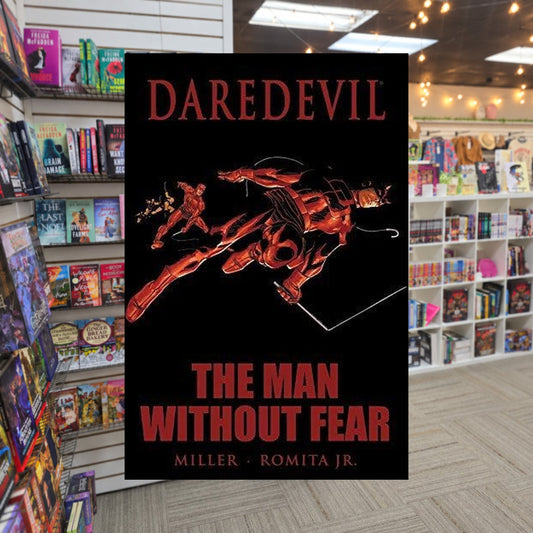 Daredevil: The Man Without Fear by Frank Miller — actual cover on The Perk bookstore background
