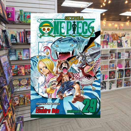 One Piece, Volume 29: Oratorio by Eiichiro Oda — actual cover on The Perk bookstore background