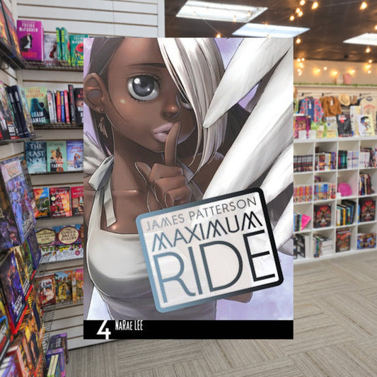 Maximum Ride, Vol. 4 by NaRae Lee — actual cover on The Perk bookstore background