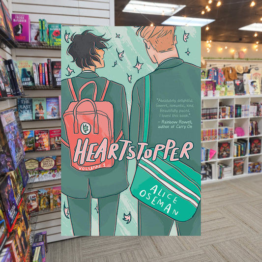 Heartstopper: Volume One by Alice Oseman — actual cover on The Perk bookstore background