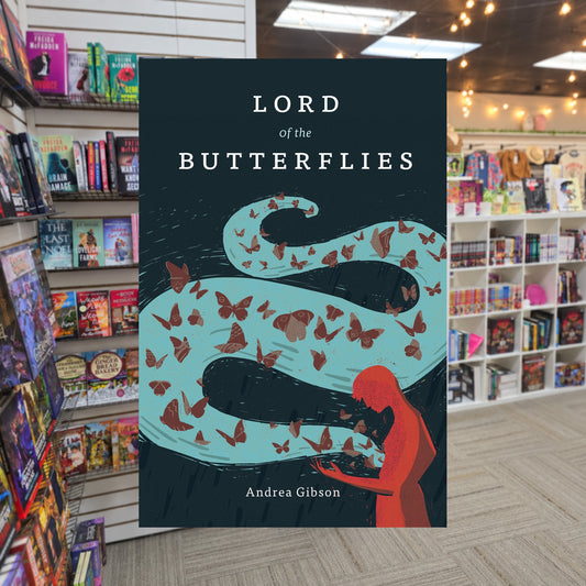 Lord of the Butterflies by Andrea Gibson — actual cover on The Perk bookstore background