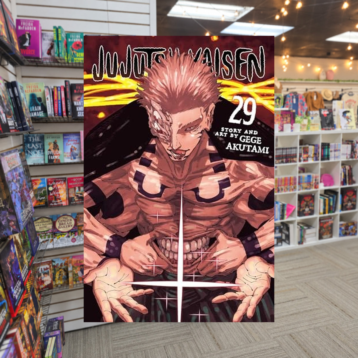 Jujutsu Kaisen, Vol. 29 by Gege Akutami — actual cover on The Perk bookstore background