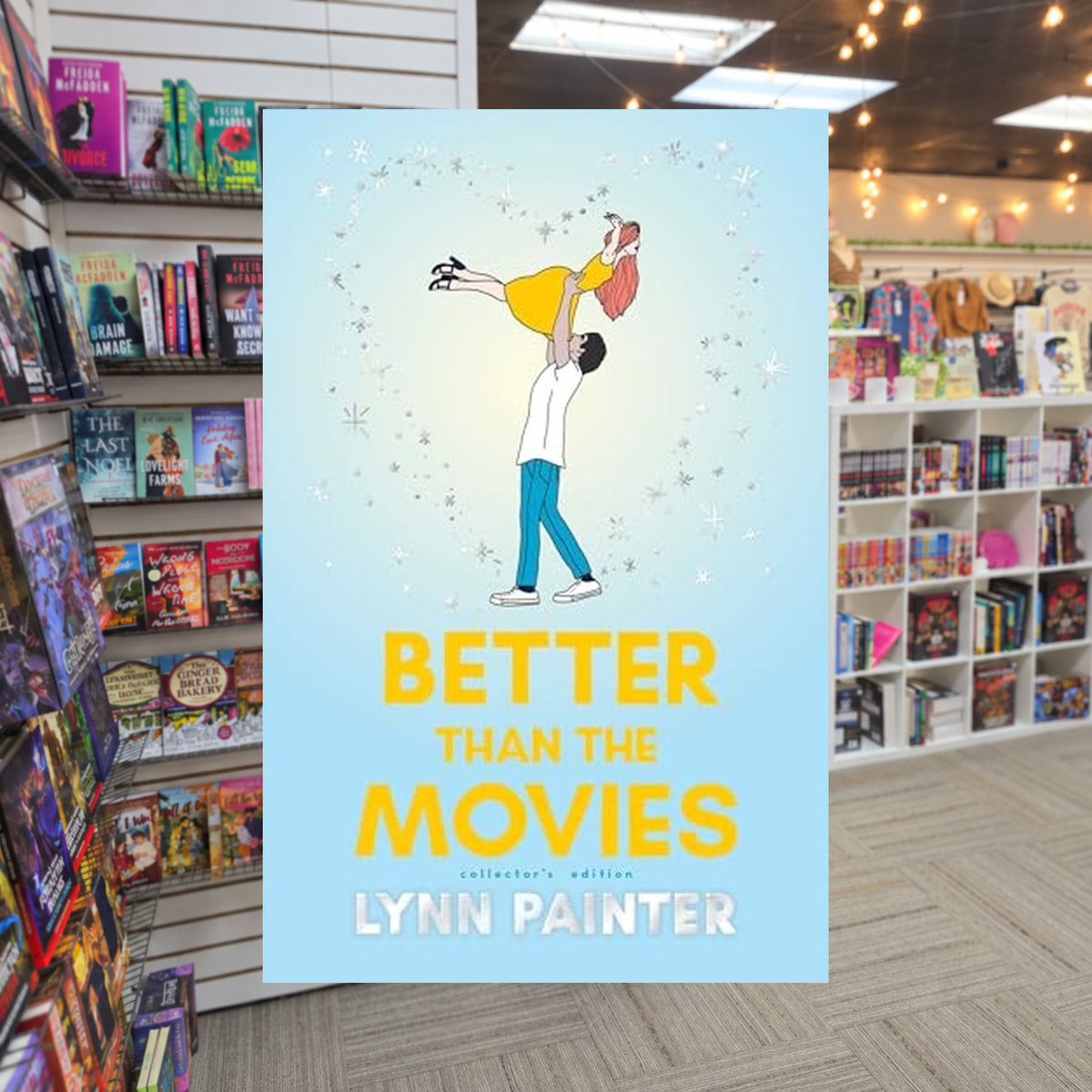 Better Than the Movies by Lynn Painter — actual cover on The Perk bookstore background