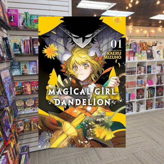 Magical Girl Dandelion Vol. 1 by Kaeru Mizuho — actual cover on The Perk bookstore background