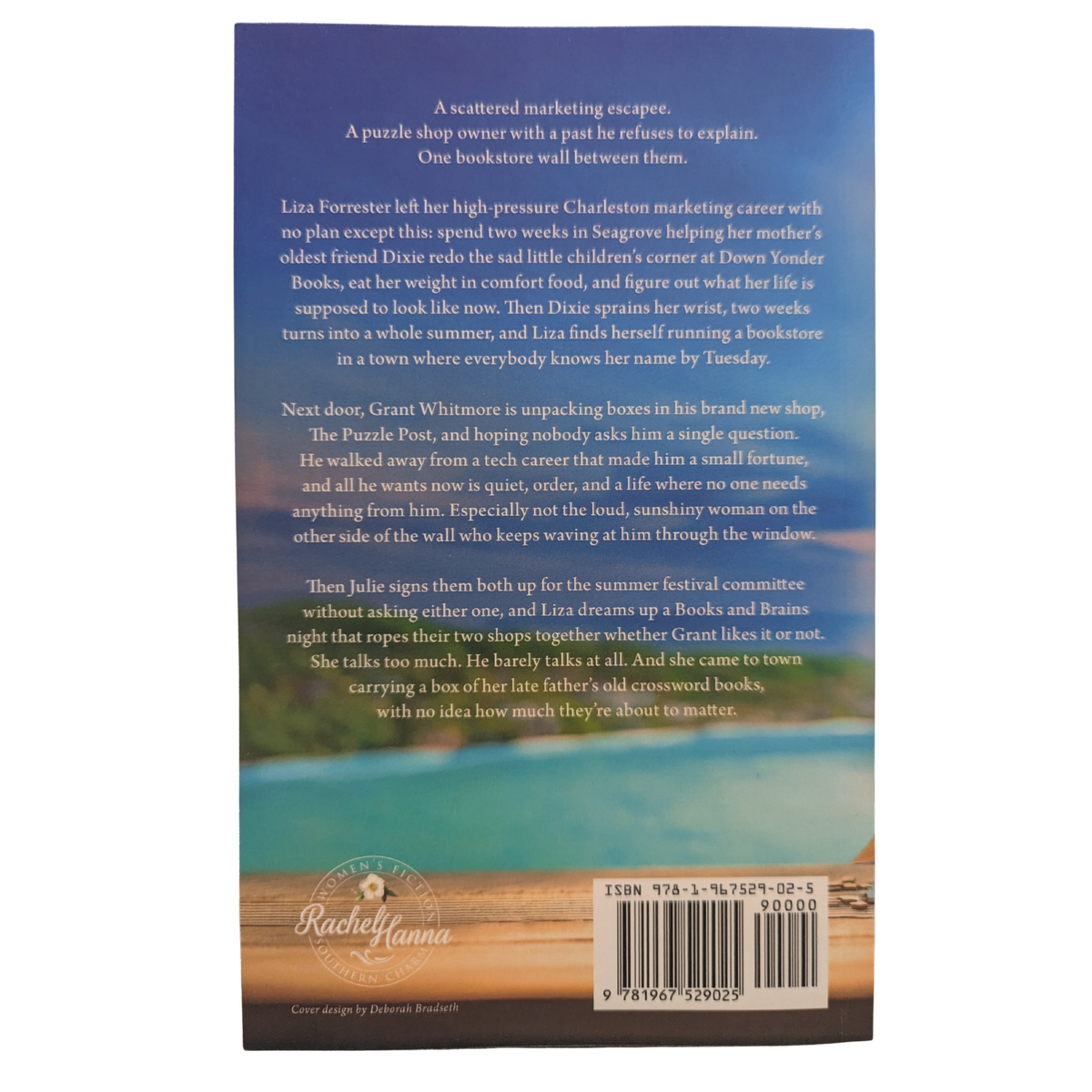 Piece by Piece by Rachel Hanna South Carolina Sunsets book cover featuring a jigsaw puzzle scattered across a table beside an open puzzle box, with a peaceful ocean sunset in the background.