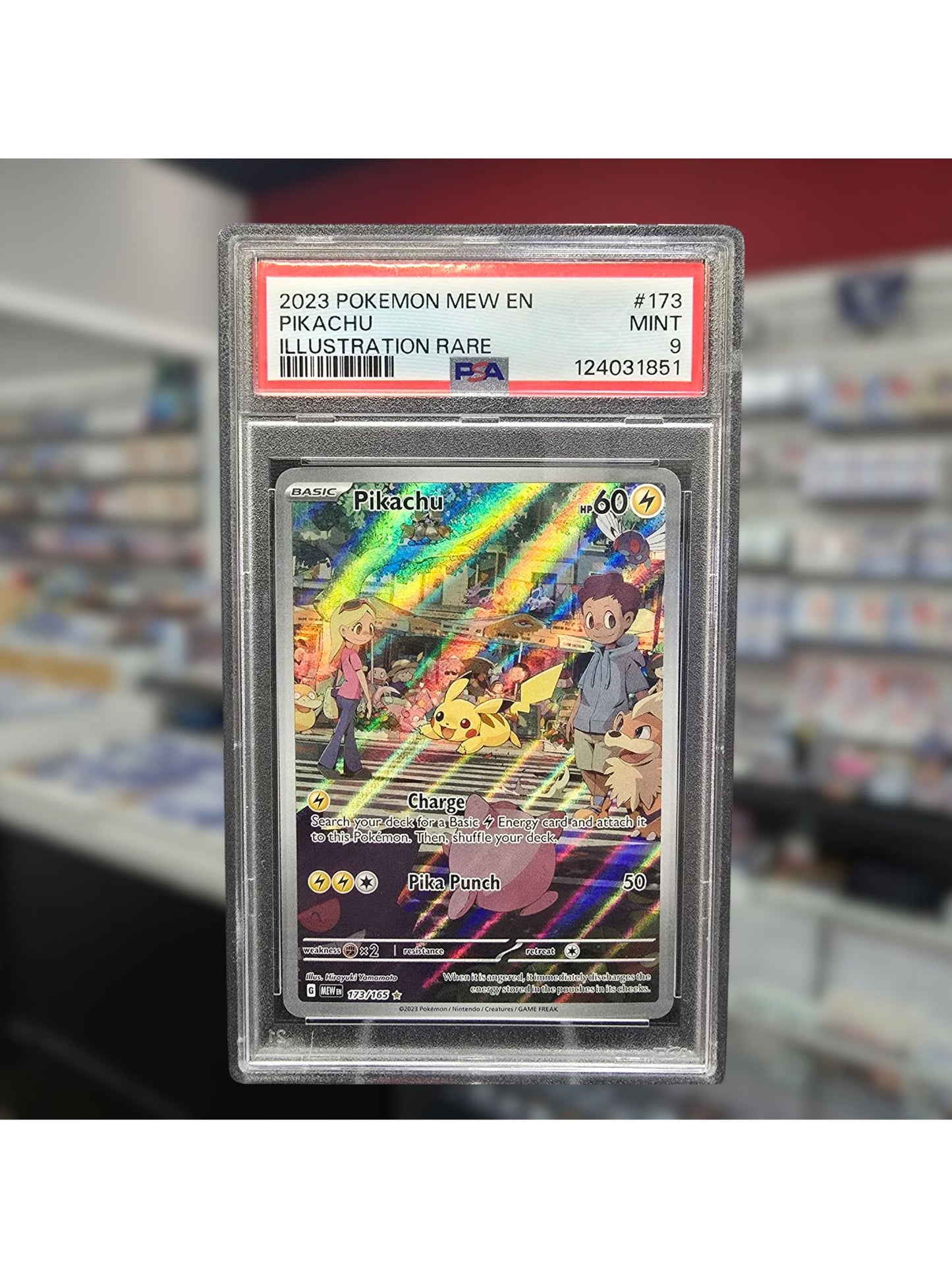 PSA 9 Pikachu 173/165 Illustration Rare – 2023 Pokémon 151 – Mint Slab