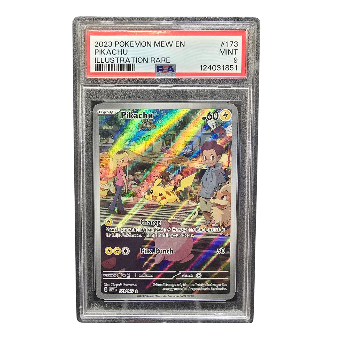 PSA 9 Pikachu 173/165 Illustration Rare – 2023 Pokémon 151 – Mint Slab