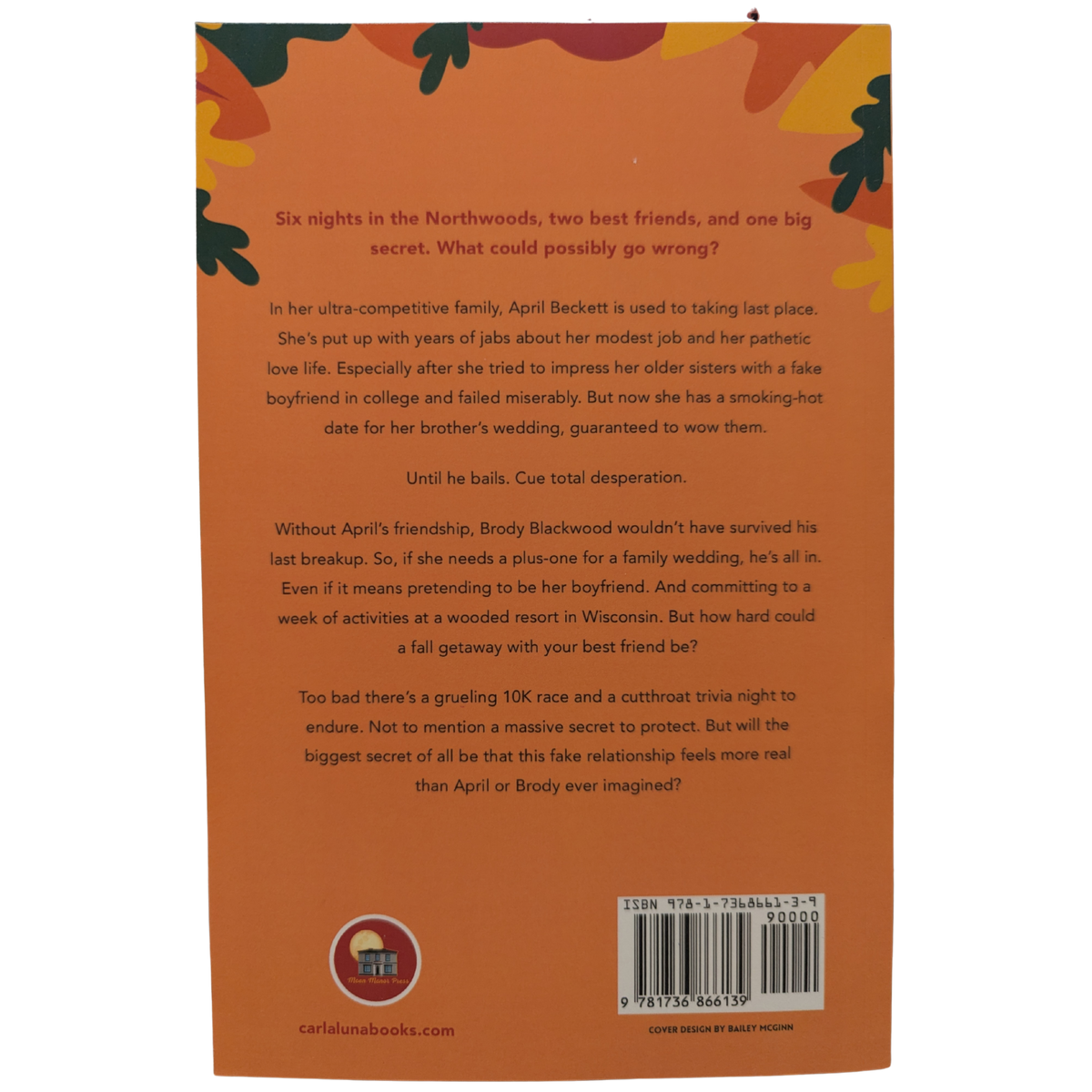 Red Velvet by Carla Luna romance book cover featuring an illustrated couple sitting together beneath a large red autumn tree, surrounded by orange and yellow fall foliage.