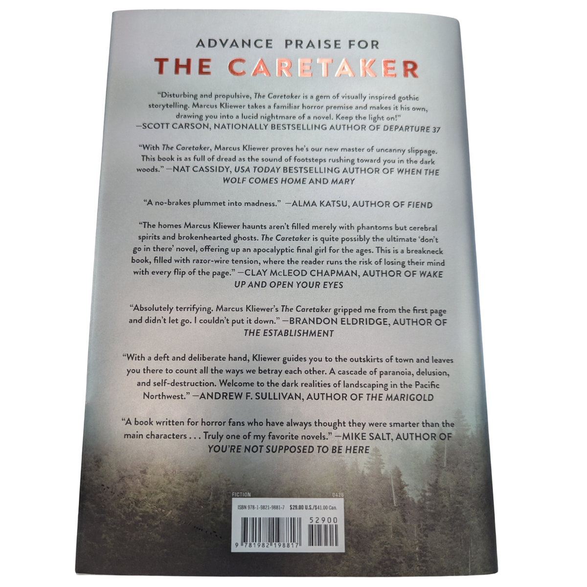 The Caretaker by Marcus Kliewer hardcover supernatural horror book cover