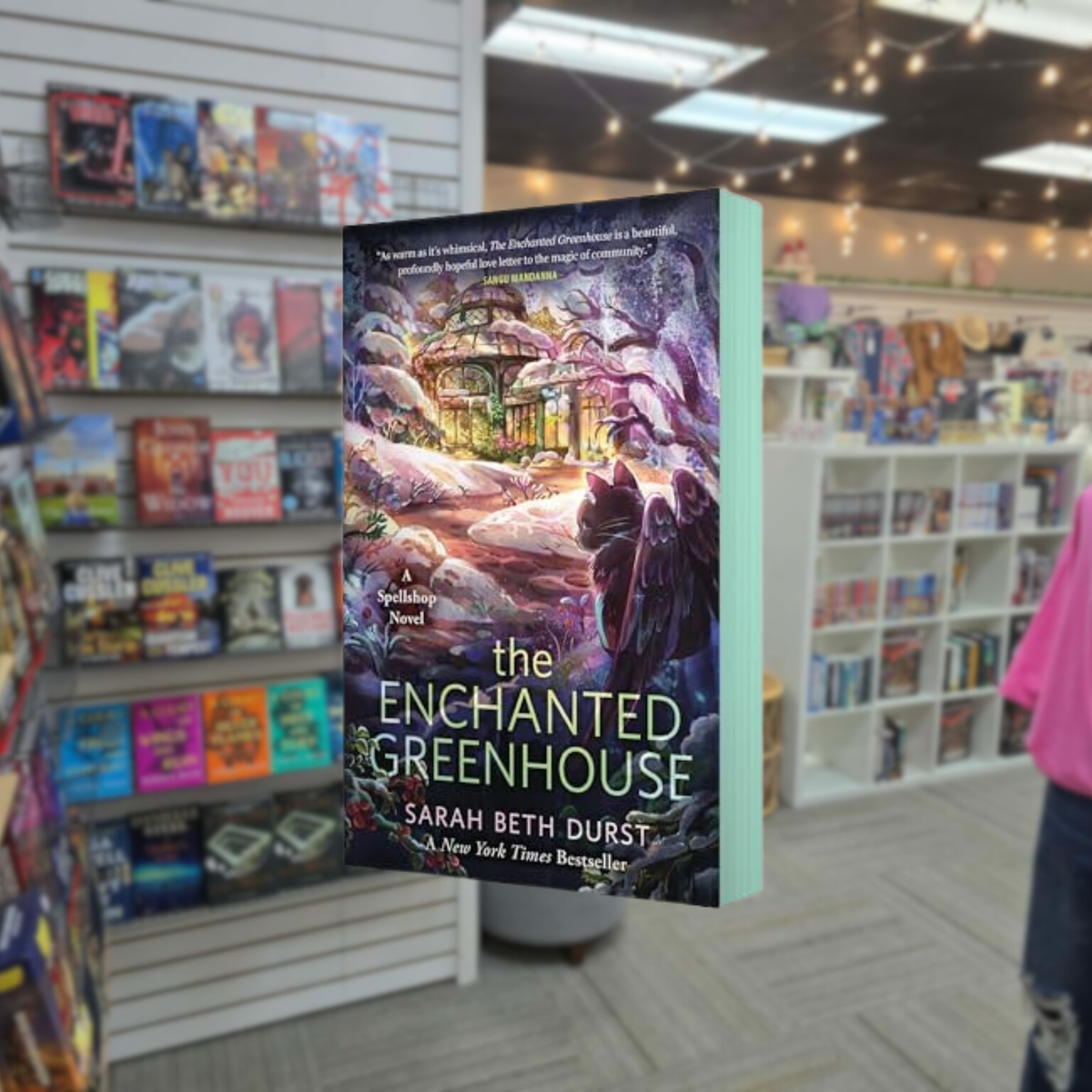 The Enchanted Greenhouse by Sarah Beth Durst deluxe paperback with mint green sprayed edges